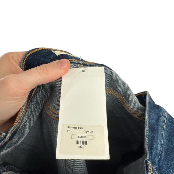 Levis Ribcage Boot Jeans Turn Up Dark Wash High Rise Button Fly NEW Womens 25 - Picture 8 of 11